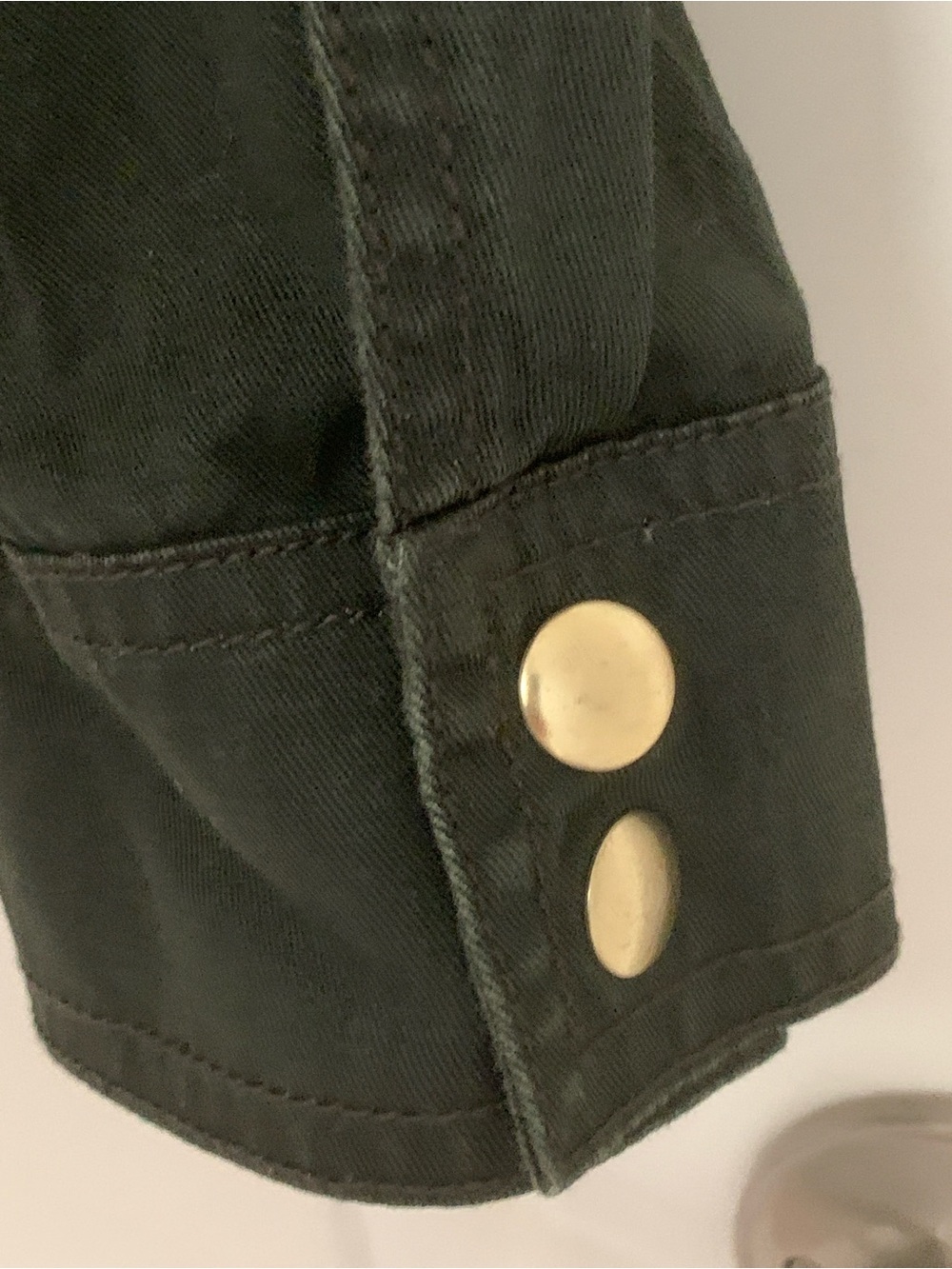J.Crew Olive Utility Jacket Military Field Coat Gold Snap Cotton Size Medium M - Picture 5 of 13